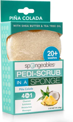 Vista 12 de Spongeables Pedi Scrub Foot Exfoliating 20+ Wash Sponge, aceite de argán, 2