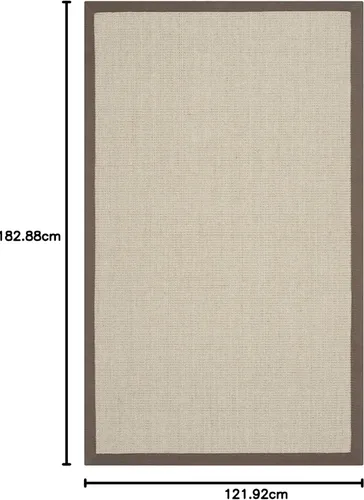 Vista 119 de Alfombra de sisal Safavieh, de color maíz y negro, tejida a mano, de la colección de fibras naturales; 5 x 8 pulgadas, NF441A, Tela, Gris / Gris