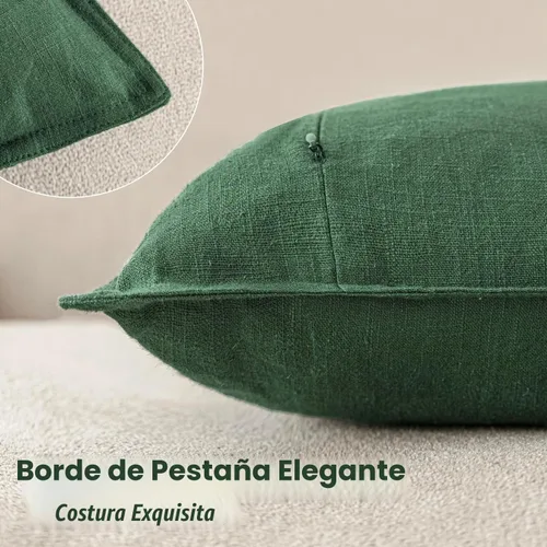 Vista 3 de Foindtower Juego de 2, Fundas Decorativas de Almohada de Lino Sólido Suaves Fundas de Cojín Europeo de Acento Estilo Granja Neutral para Silla Sofá