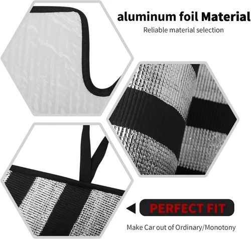 Vista 3 de RT-TCZ Parasol para parabrisas, protector térmico para ventana, parasol para GMC Sierra 2014, 2015, 2016, 2017, para Chevy Silverado 2014-2017