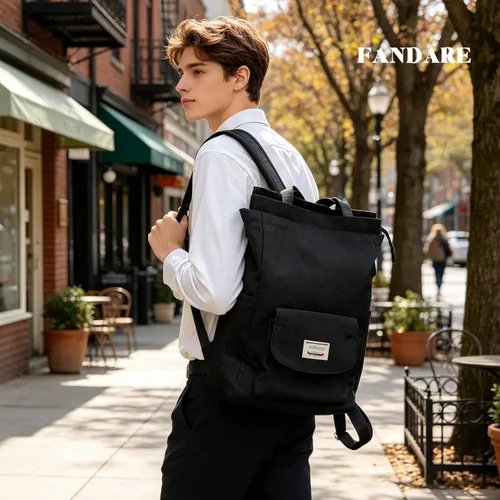 Vista 2 de FANDARE Mochila unisex Bolsas de hombro casuales con puerto de carga USB Equipaje, Negro), CC-AR004