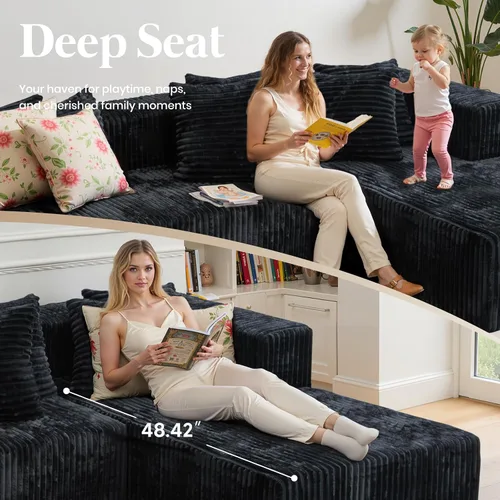 Vista 4 de sofás deshuesados en forma de U de 130", negro modular del sofá seccional