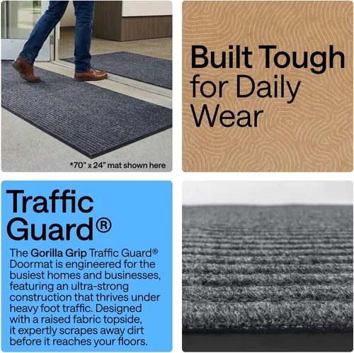 Vista 35 de Gorilla Grip - Tapete afelpado original de goma con perfil bajo, resistente, duradero, impermeable y fácil de limpiar para interior y exterior Marrón