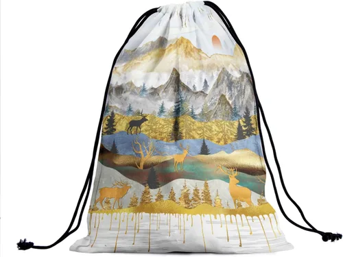 Vista 170 de Bolsa de agarre de gimnasia de piel de animal, bolsa de gimnasia con cordón ajustable, bolsa de cuerda para fauna silvestre, Mariposas Galaxy