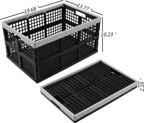 Vista 2 de Caja de plástico apilable grande de 42 litros, caja de almacenamiento plegable, 2 paquetes