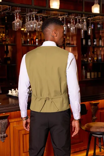 Vista 2 de COOFANDY Chaleco de lentejuelas para hombre, ajustado, chaleco de fiesta de Navidad, chaleco brillante para bodas, bailes, eventos