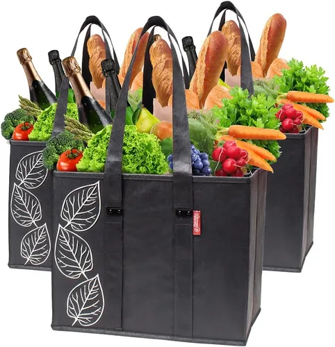 Vista 13 de PLANET E Bolsas de compras plegables reutilizables con parte inferior reforzada (paquete de 2)