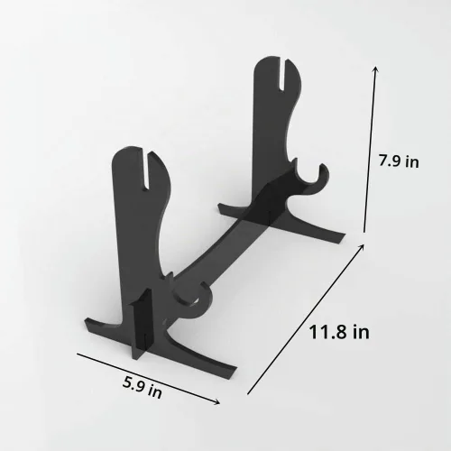 Vista 3 de Soporte de espada, gancho de espada, soporte de espada samurái de acrílico de dos niveles, soporte de exhibición de espada de escritorio, soporta