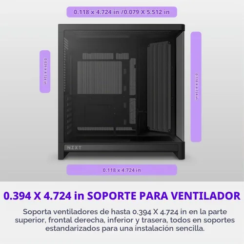 Vista 6 de [Usado] NZXT H6 - Carcasa compacta de doble cámara ATX para PC, soporte de ventilador de 0.394 x 4.724 in, radiador de 14.173 in, lista para Negro
