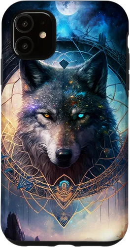 Vista 8 de Wolf Mystical Surreal Fantasy Funda para iPhone 17