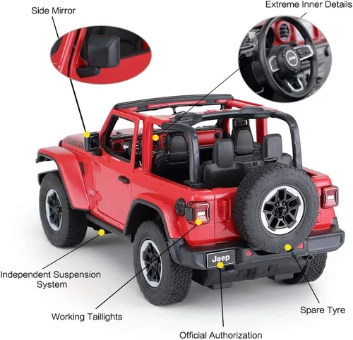 Vista 4 de RASTAR Coche de Control Remoto Todo Terreno, 1:14 Jeep Wrangler JL RC Vehículo de Carrera Todo Terreno, Vehículo de Juguete para Niños y Adultos