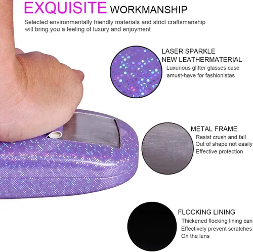 Vista 3 de ADBGV 3 fundas unisex rígidas para lentes, funda protectora para gafas, funda de gafas de sol con paño de limpieza