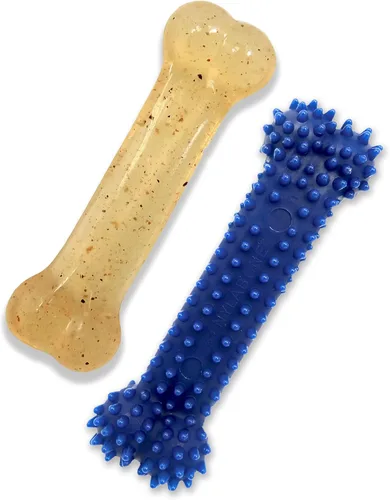 Vista 15 de Nylabone Original Bone Flexi - Paquete económico de juguetes masticables para perros, juguetes duraderos para masticadores moderados, hueso