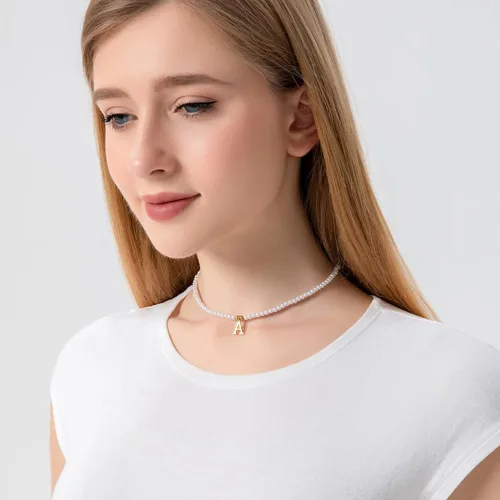 Vista 2 de Pearl Initial Gifts Necklace for Girls Gold Pendant With Extension Chain Meaningful Jewelry Gifts for Women