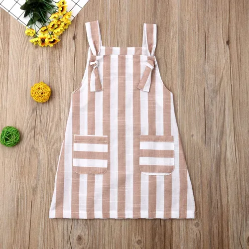 Vista 2 de Mono de verano para niñas pequeñas, sin mangas, de una sola pieza, con tiras, vestido casual