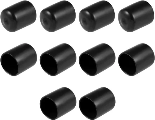 Vista 36 de uxcell 10 tapas de goma para extremos de 0.591 in de identificación, tapa de extremo redondo, protectores de rosca de tornillo, color negro