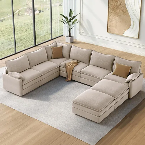 Vista 85 de Vesgantti Sofá modular de 108 pulgadas, cómodo sofá de nube con asiento profundo otomano movible, sofá modular en forma de L, sofás seccionales