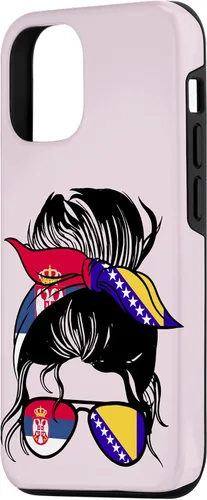 Vista 2 de Funda para iPhone 14, mitad bosnia, mitad serbia, raíces bosnias y serbias