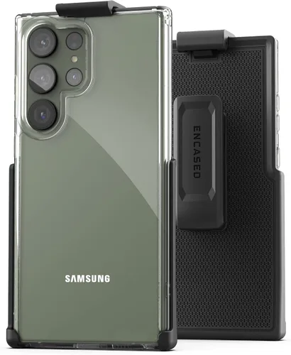 Vista 5 de Funda de cinturón para Samsung Galaxy S23 Ultra Holster, cubierta protectora delgada con soporte para teléfono (transparente) (transparente)