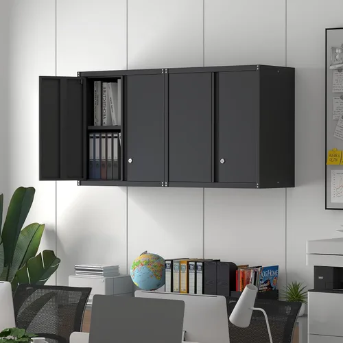 Vista 4 de Armarios de Pared para Garaje, Gabinete de Pared de Metal para Garaje con Puertas con Cerradura, Gabinete de Almacenamiento con Cerradura y Estante