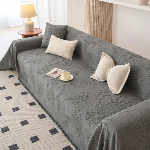 Vista 45 de HANDONTIME Fundas de Sofá Sillón Funda de Sofá Boho para Perros Caqui Funda de Sofá con Borlas Silla Reclinable Funda de Futón Lavable 1 Cojín Sofá