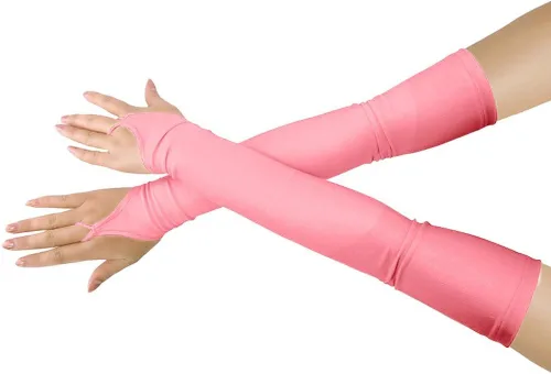 Vista 16 de Shinningstar Guantes largos de elastano elástico sin dedos sobre el codo para niñas y niños adultos