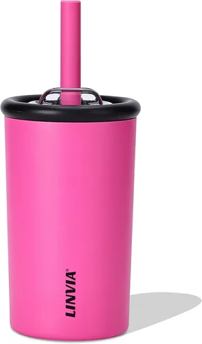 Vista 13 de Vaso de caramelo, botella de agua aislada de acero inoxidable de 25 onzas, tapa 2 en 1 con popote flexible, sin BPA, apto para vasos, apto