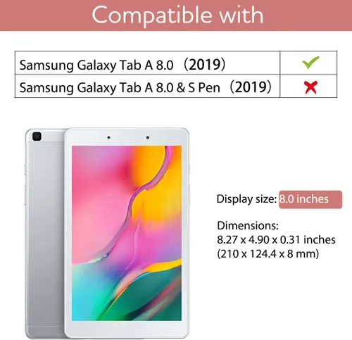 Vista 2 de SURITCH Funda para Samsung Galaxy Tab A 8.0 2019 (SM-T290/T295), [Protector de pantalla integrado] [apagado automático/activación] Funda de piel