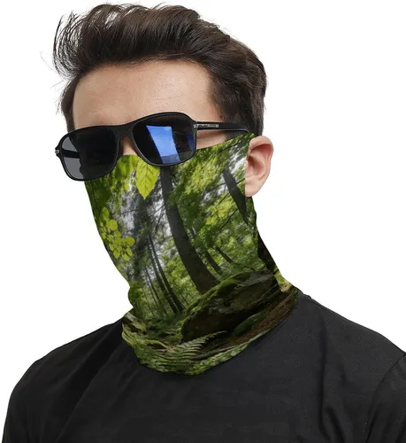 Vista 2 de Forest Face Scarf Cover Ear Loop Hole,Outdoors Face Mask for Women Men Sports Yoga Running Hiking Ski Snowboard,Cooling Neck Shield Scarf Cycling