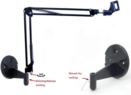 Vista 2 de Soporte de pared para micrófono, clip de soporte de micrófono de suspensión para bola de nieve Blue Yeti, transmisión de radio, sonido de voz