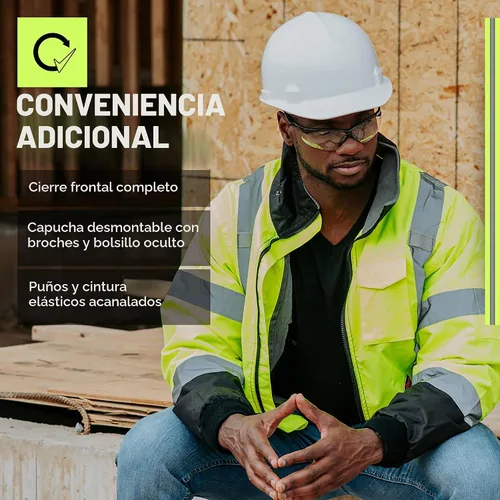 Vista 5 de Pioneer Hi Vis Work Jacket for Men - Waterproof Safety Bomber with Reflective Tape