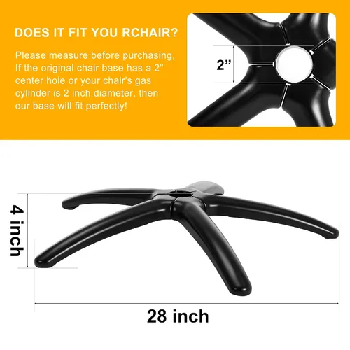 Vista 3 de Frassie Reemplazo de base de silla de oficina y de juego de 28 pulgadas de metal con 5 ruedas, base de silla para escritorio de computadora con Negro