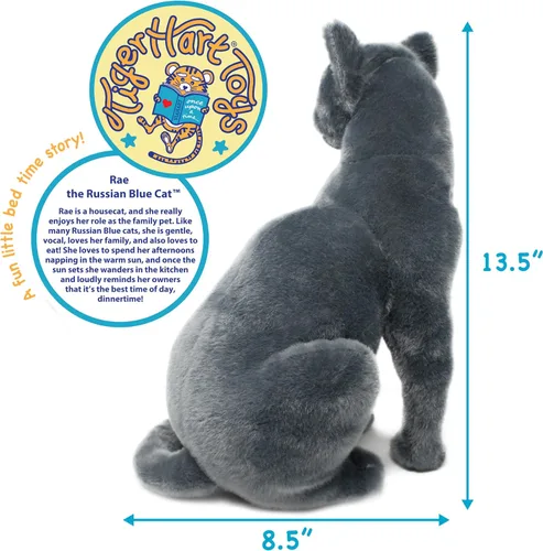 Vista 2 de TigerHart Rae The Russian Blue Cat - Gato gris de peluche de 12 pulgadas