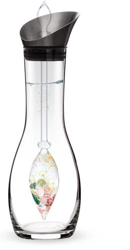 Vista 18 de VitaJuwel Era Five Elements Jarra de agua de cristal con amatista · Calcedonia · Madera petrificada · Cuarzo rosa y ágata Alineación · Puesta a
