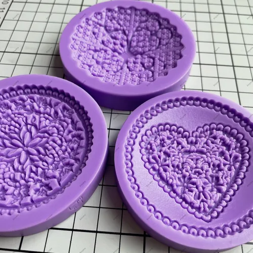 Vista 6 de Juego de 3 piezas de moldes de encaje de azúcar de impresión de fondant molde de boda de encaje de impresión de silicona molde de impresión