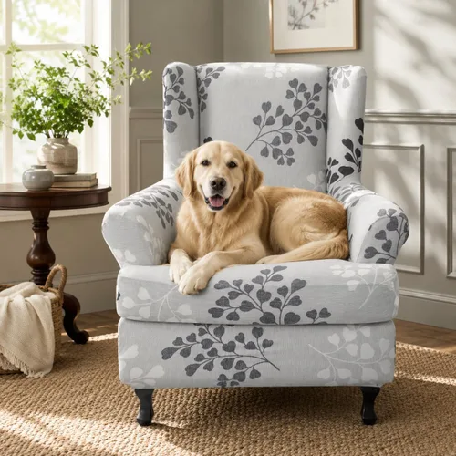 Vista 2 de NILUOH Wingback - Fundas para silla de 2 piezas, fundas para sillón para sala de estar Funda suave para muebles de cuero y tela, antideslizante