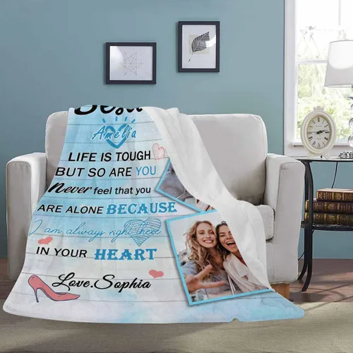 Vista 4 de Artsadd Manta personalizada para mejor amiga con foto y imagen, manta personalizada de amistad para mejores amigos, mejores amigos, hermana