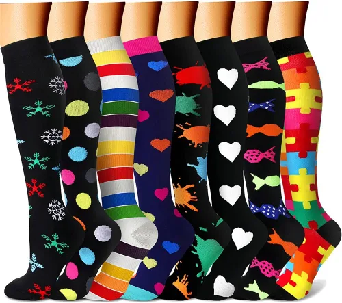 Vista 36 de CHARMKING Calcetines de compresión para mujeres y hombres para circulación (8 pares) 15-20 mmHg, mejor soporte para ciclismo atlético