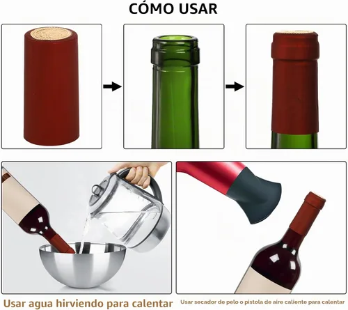 Vista 3 de ZOOFOX 500 cápsulas termorretráctiles de PVC, tapas retráctiles para botellas de vino, fundas retráctiles de vino de colores para bodegas