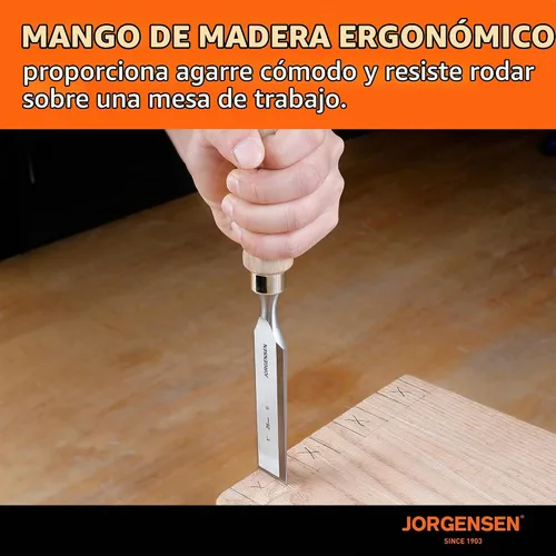 Vista 6 de Jorgensen - Juego de 4 cinceles de madera, cinceles de acero de aleación de cromo con borde biselado, cinceles de madera para carpintería, mango