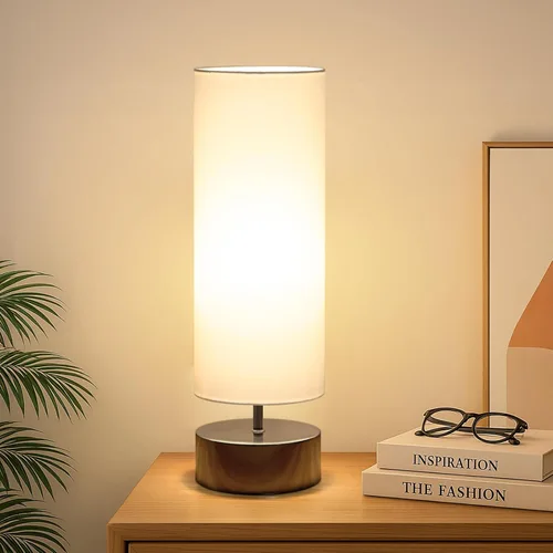 Vista 10 de Lámpara táctil de noche, lámpara de mesa de control táctil de 3 vías Sombra gris con base plateada