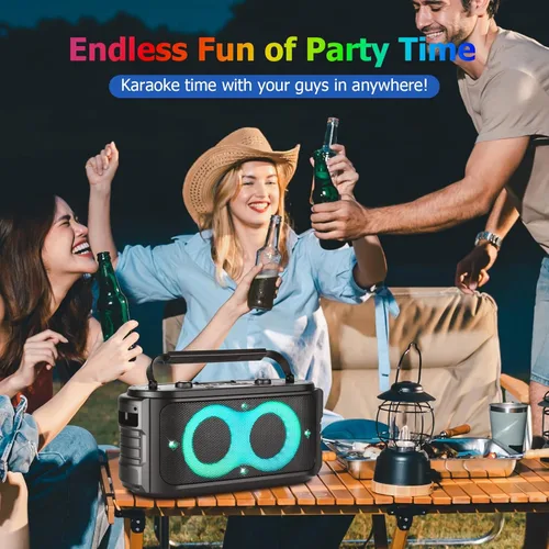 Vista 6 de Altavoz Bluetooth Portátil 300W Pico Sonido Grande Potente Fuerte Graves Profundos Boombox Inalámbrico Grande con Subwoofer DSP Luz LED para Fiestas