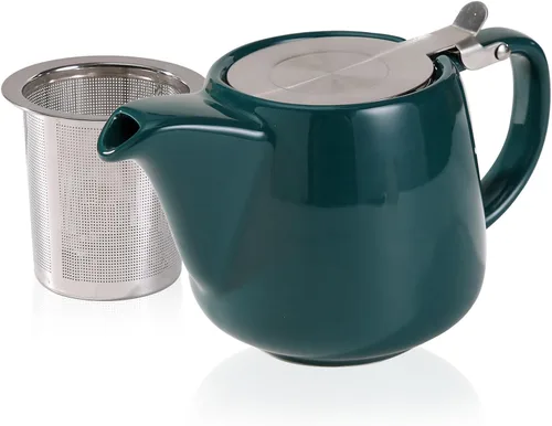 Vista 10 de Tetera de cerámica con infusor de acero inoxidable, resistente al calor, perfecta para hacer té, tetera gris 500ml/17oz