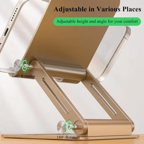 Vista 5 de Minthouz Soporte para tableta, soporte ajustable multiángulo para tableta, soporte de aluminio para iPad compatible con iPhone 17, 16, 15, 14, 13