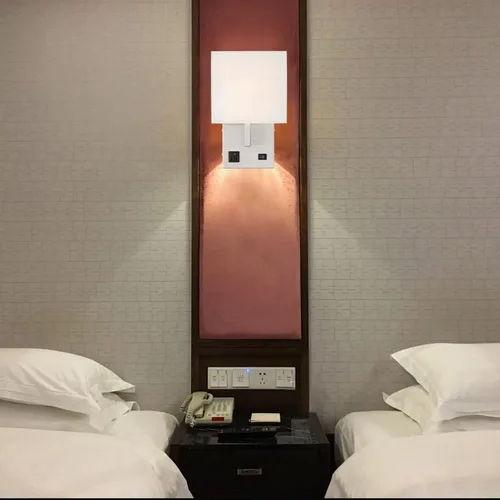 Vista 2 de HomeFocus - Lámpara de pared de noche con tomacorriente, lámpara de pared, apliques de pared, lámpara de pared para dormitorio, sala de estar