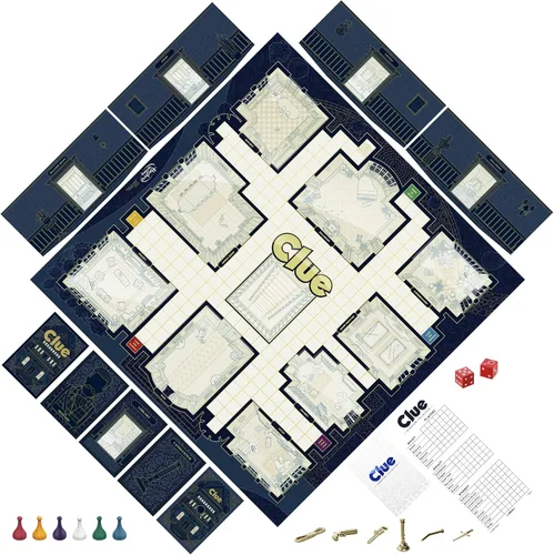Vista 2 de Hasbro Gaming Clue Board Game Signature Collection, embalaje y componentes premium, juegos familiares para niños y adultos, juegos misteriosos