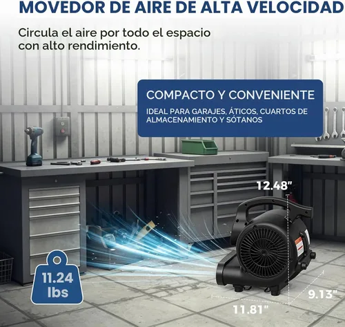 Vista 8 de ALORAIR Ventilador de ventilador de motor de aire de 3 velocidades 115W