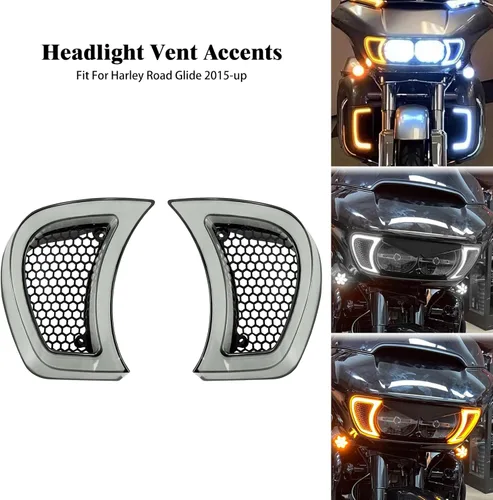 Vista 2 de Luces LED de ventilación para faros delanteros, luz de circulación para Harley Road Gilde FLTRX 2015-2023 (transparente)