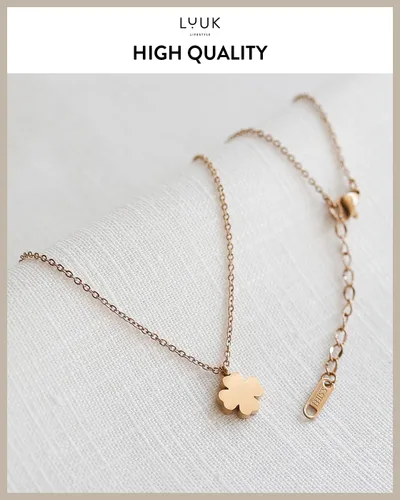 Vista 4 de LUUK LIFESTYLE Collares de acero inoxidable para mujer con colgante, tarjeta de joyería de moda con frase de felicidad, amuleto de la suerte, regalo