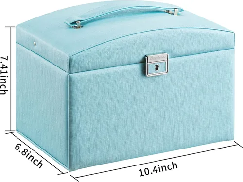 Vista 4 de Oyydecor Joyero organizador para mujeres y niñas piel sintética para personas mayores caja de almacenamiento de joyas de tamaño mediano
